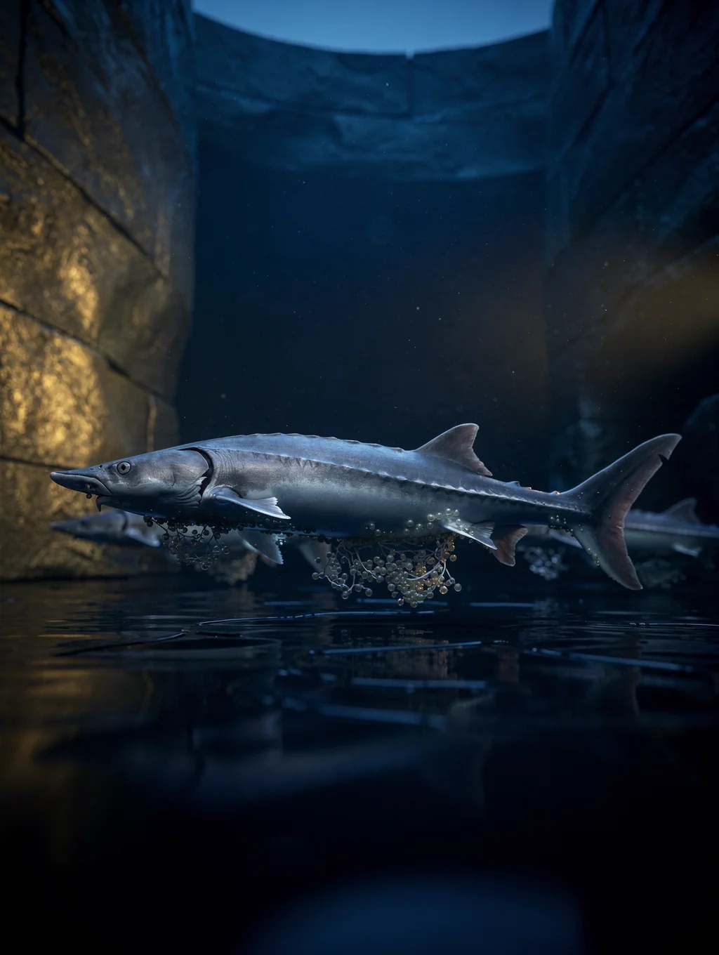 Pure natural water sanctuary where sturgeon are sustainably nurtured